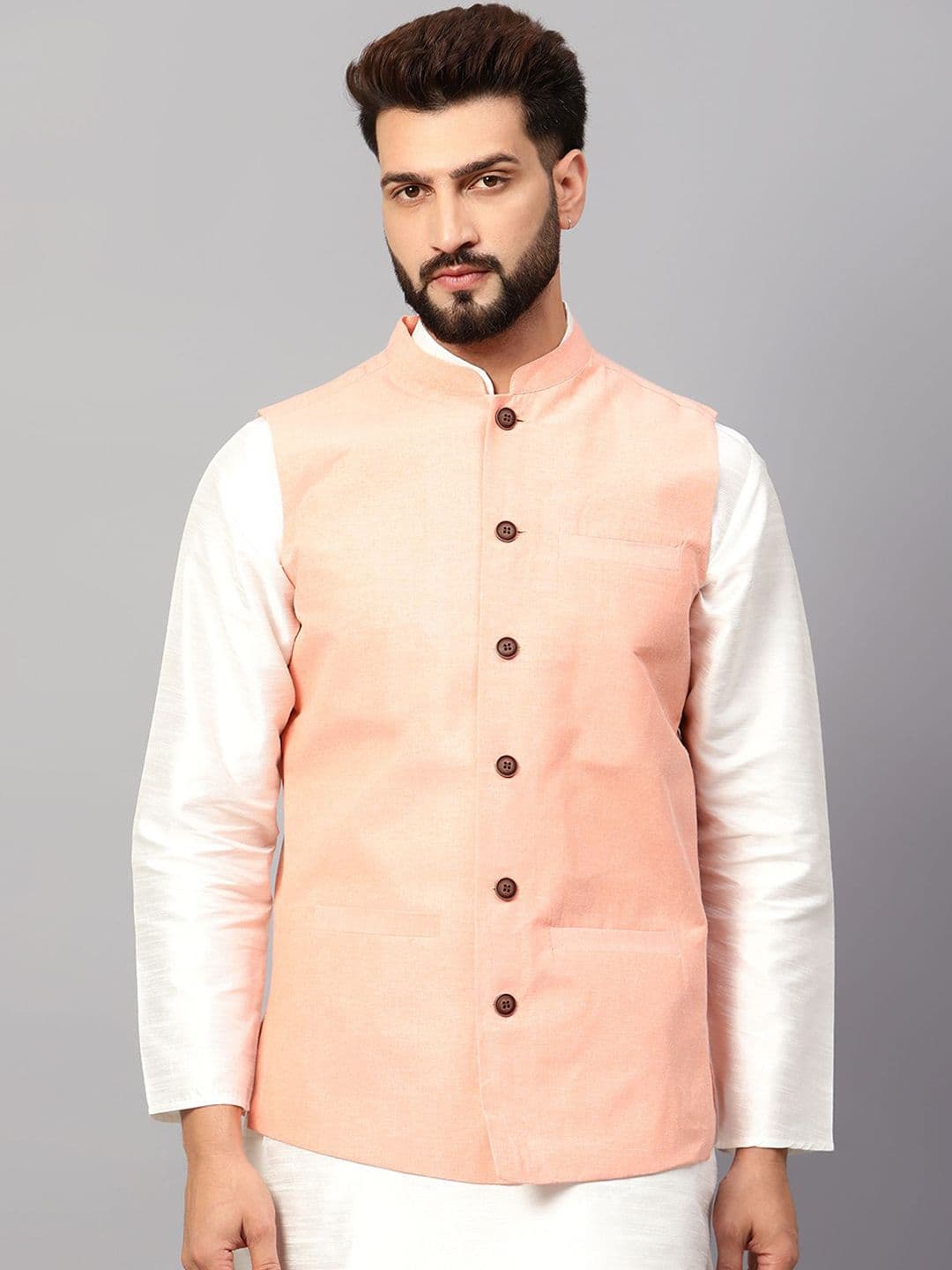 Latest Chikan Garments Mandarin Collar Nehru Jacket - view 1
