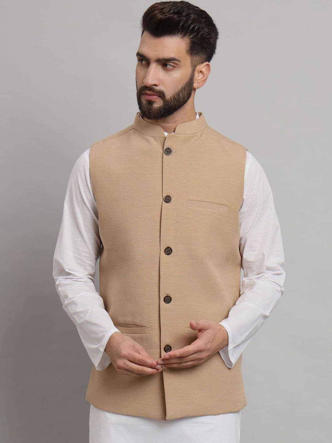 Latest Chikan Garments Mandarin Collar Nehru Jacket - view 1