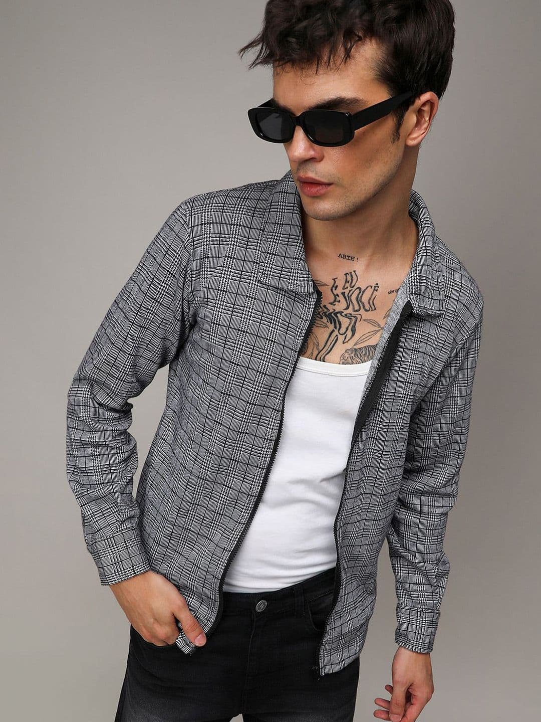 CAHOOT Men Grey Checked Lightweight Jacket - view 1