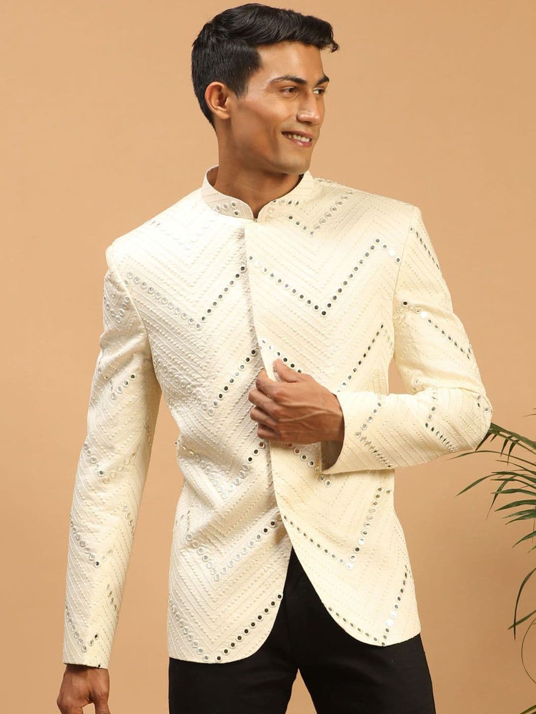 VASTRAMAY Slim Fit Mandarin Collar Bandhgala Jodhpuri Blazers - view 1