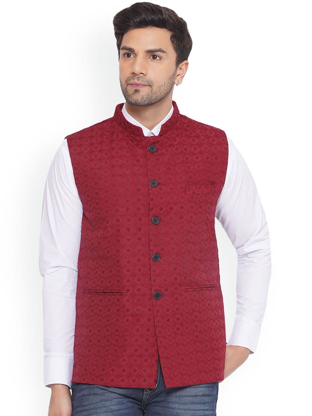 VEERA PARIDHAAN Embroidered Woven Nehru Jacket - view 1
