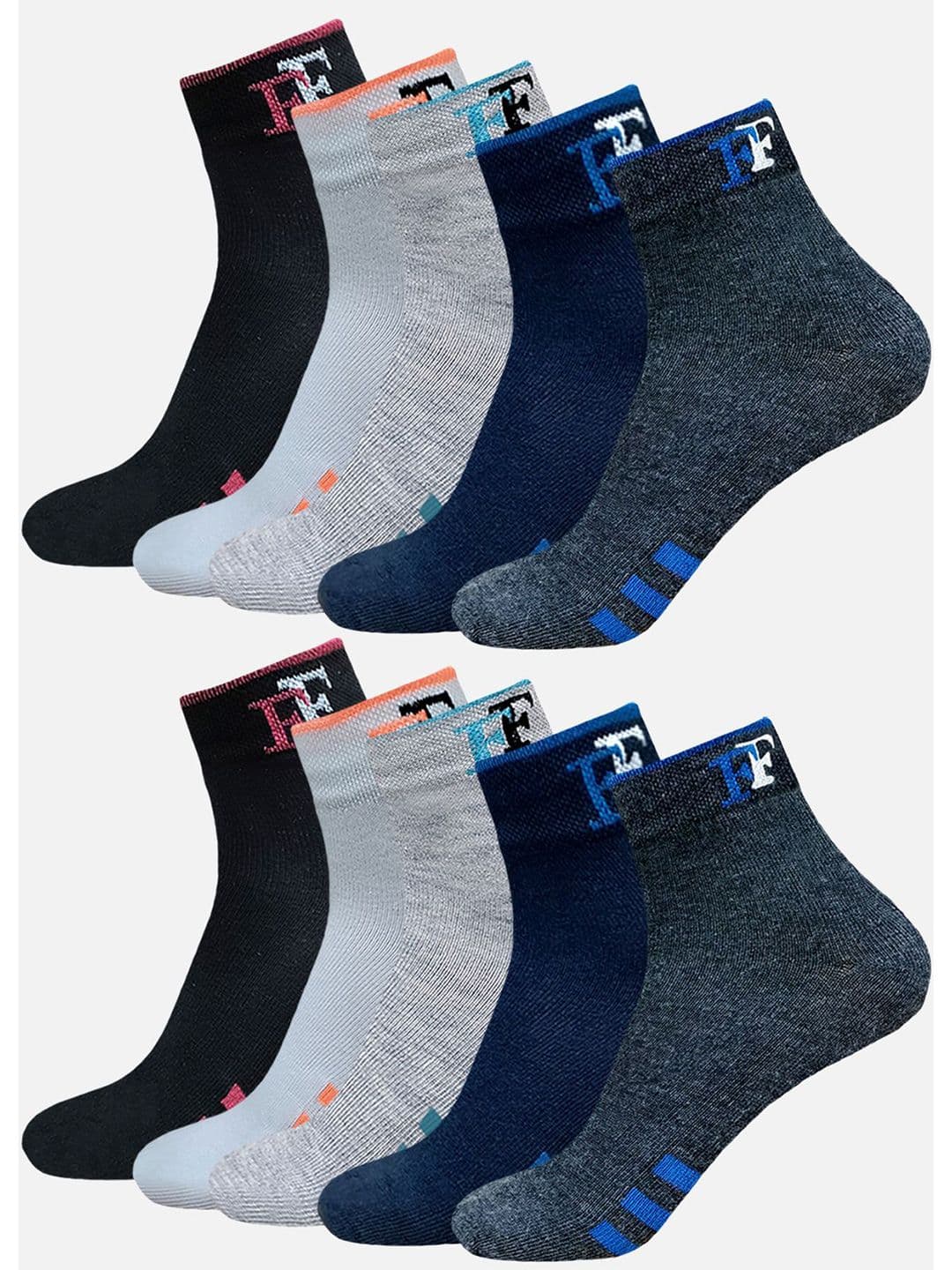 FIMS Pack Of 10 Printed Crew Ankle Length Socks - view 1