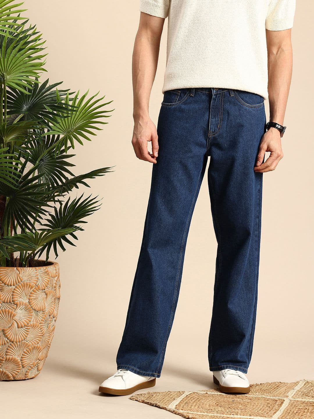 Mast & Harbour Men Smart Relaxed Fit Pure Cotton Jeans - view 1
