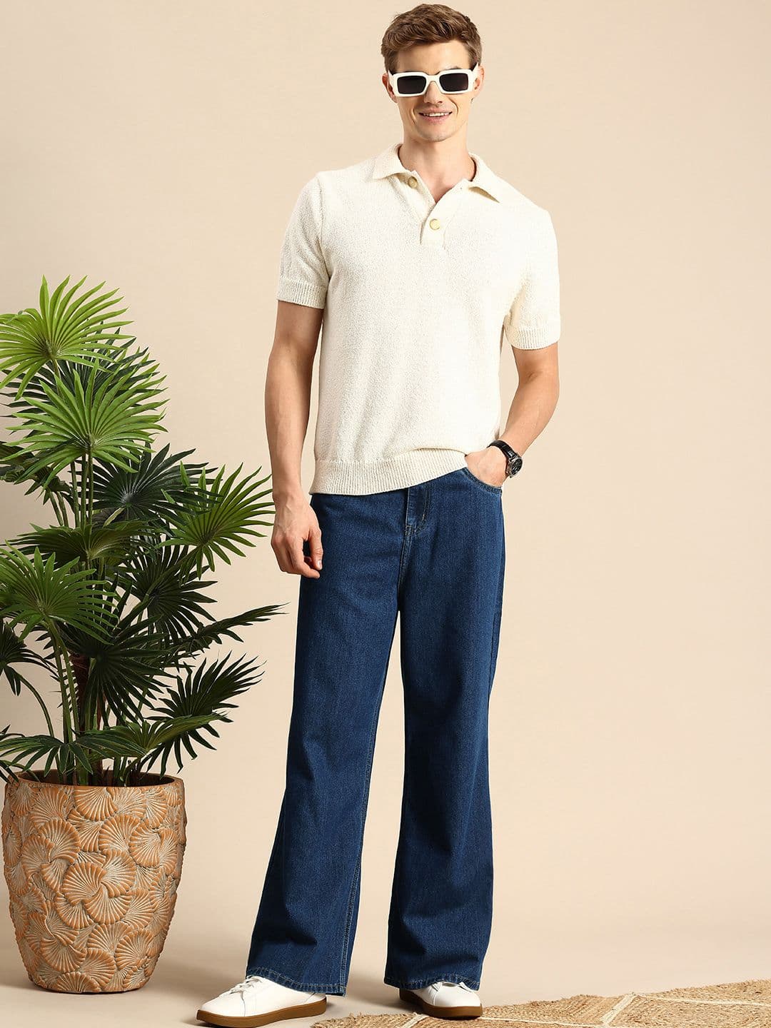 Mast & Harbour Men Smart Loose Pure Cotton Bootcut Jeans - view 1