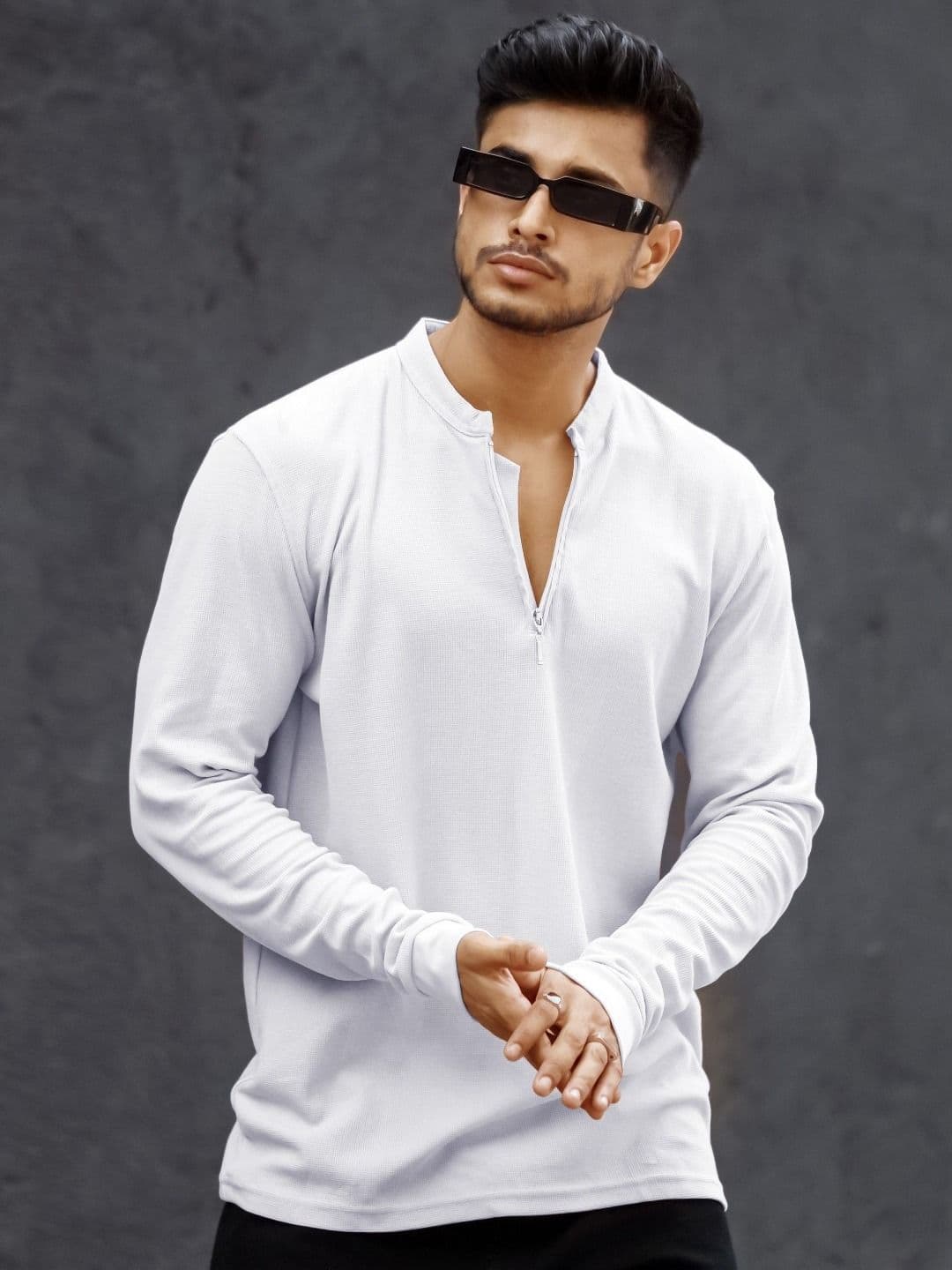Maniac Men Solid Henley Neck Cotton Slim Fit Tshirt - view 1