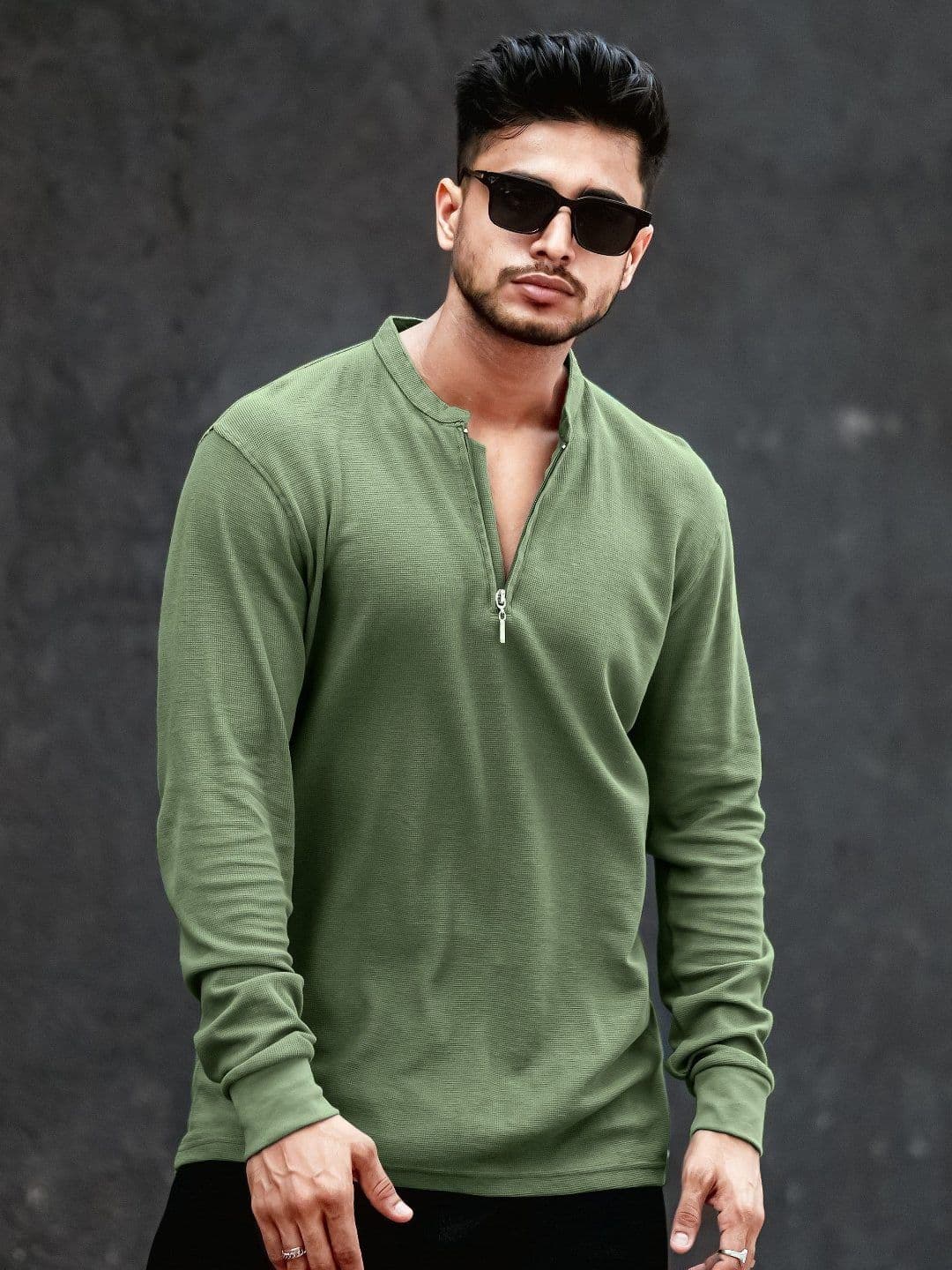 Maniac Men Solid Henley Neck Cotton Slim Fit Tshirt - view 1