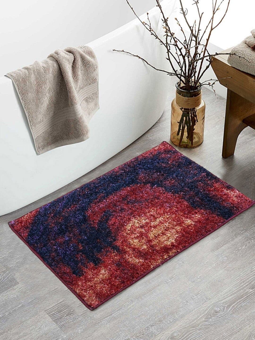 BIANCA Red & Blue Printed 1600GSM Anti-skid Bath Rugs - view 1