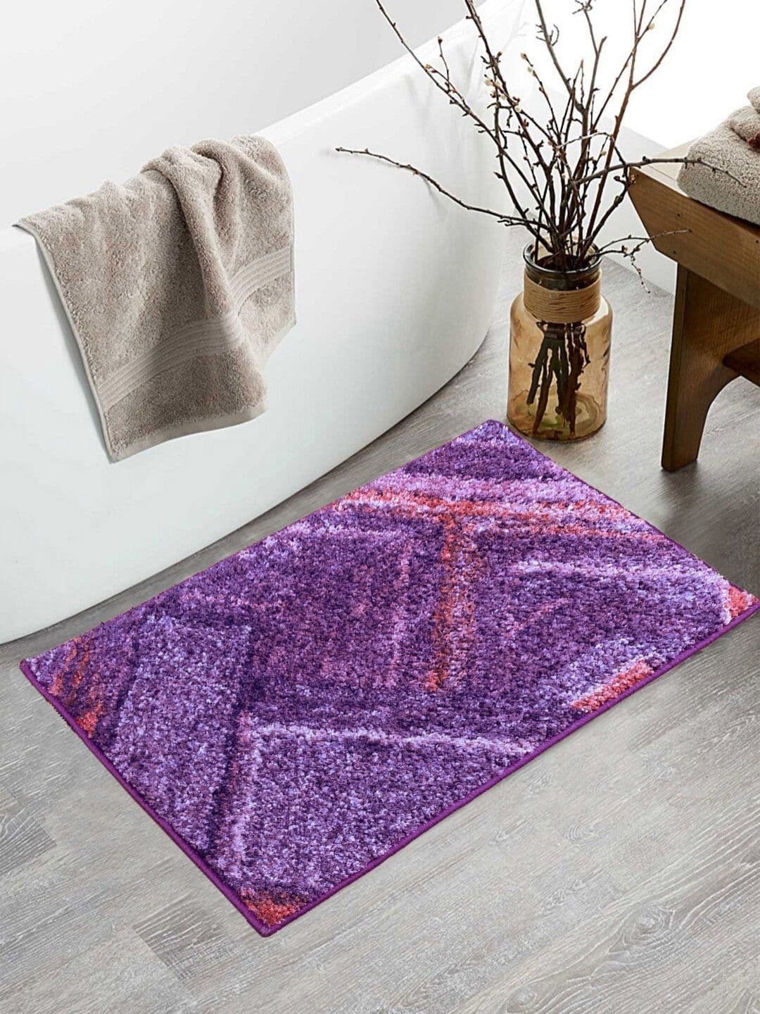 BIANCA Purple & Red Abstract 1600 GSM Anti-Skid Bath Rugs - view 1