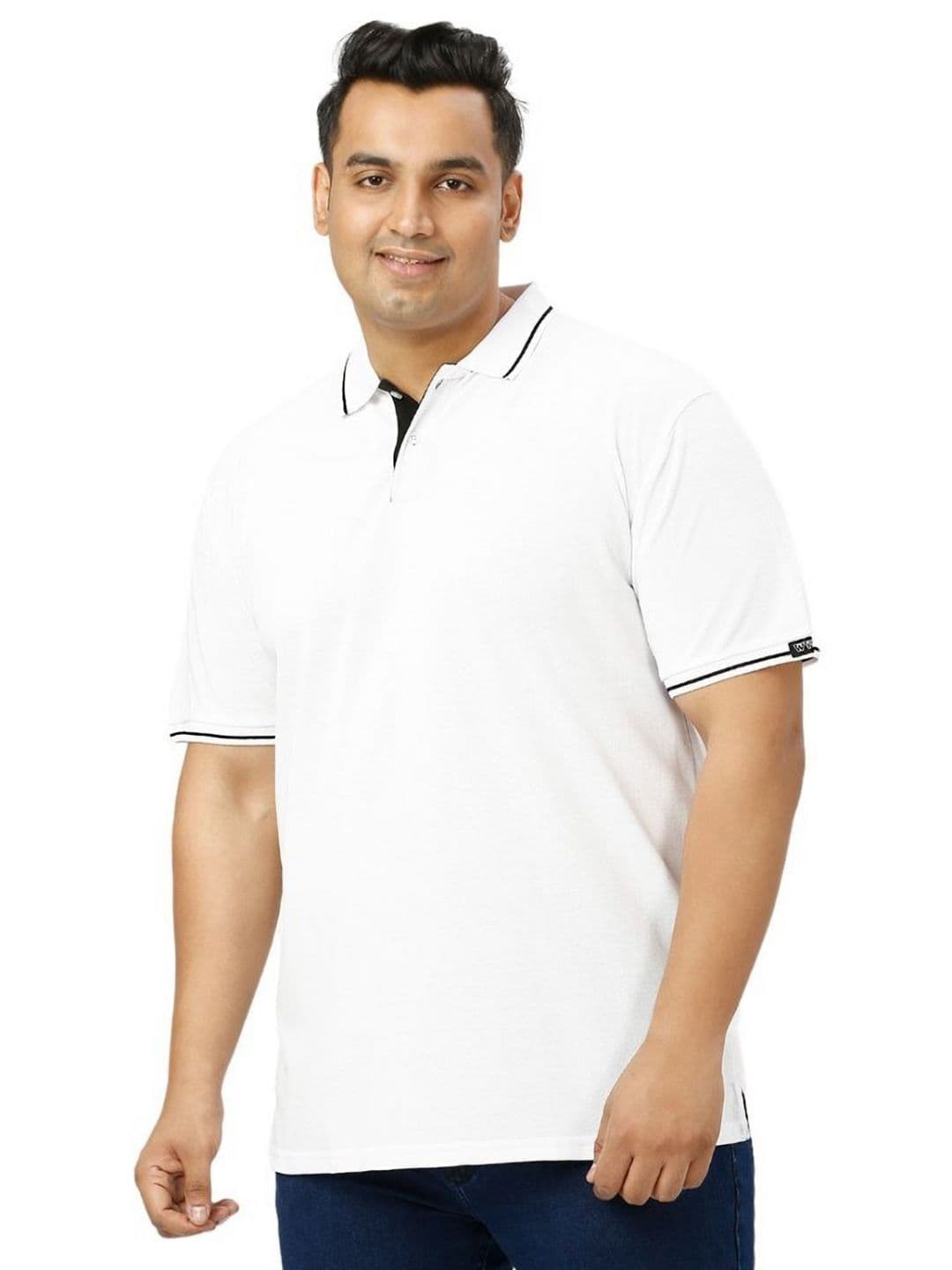 Wear Your Opinion Men Plus Size Tipped Polo Collar Pique Cotton Tshirt - view 1