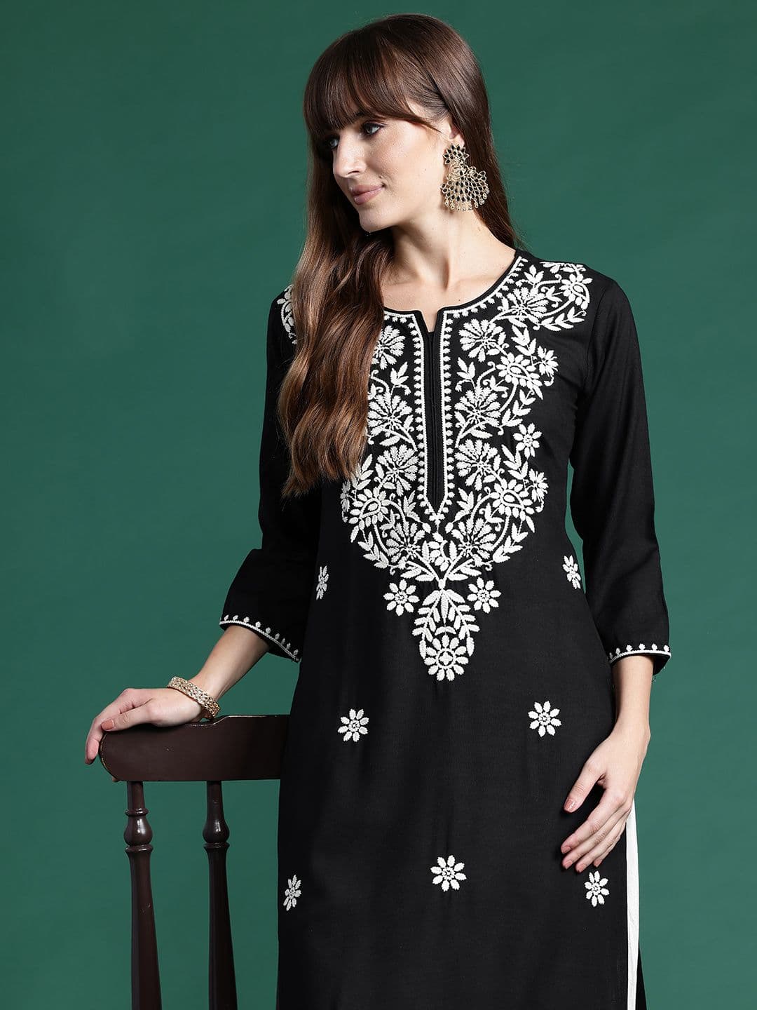 Indo Era Floral Embroidered Thread Work Kurta - view 1