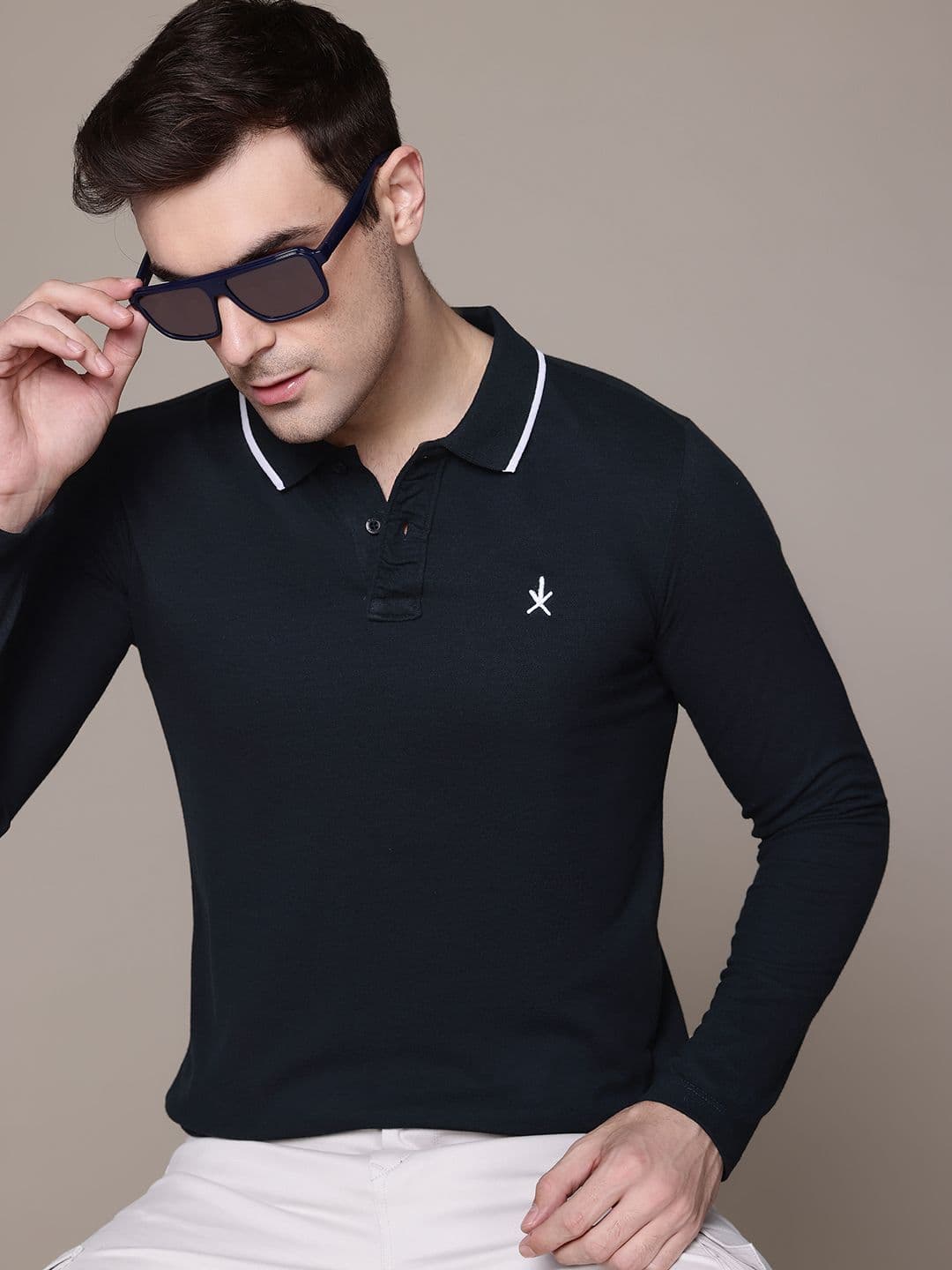 The Roadster Lifestyle Co. Polo Collar T-shirt With Embroidery Detail - view 1