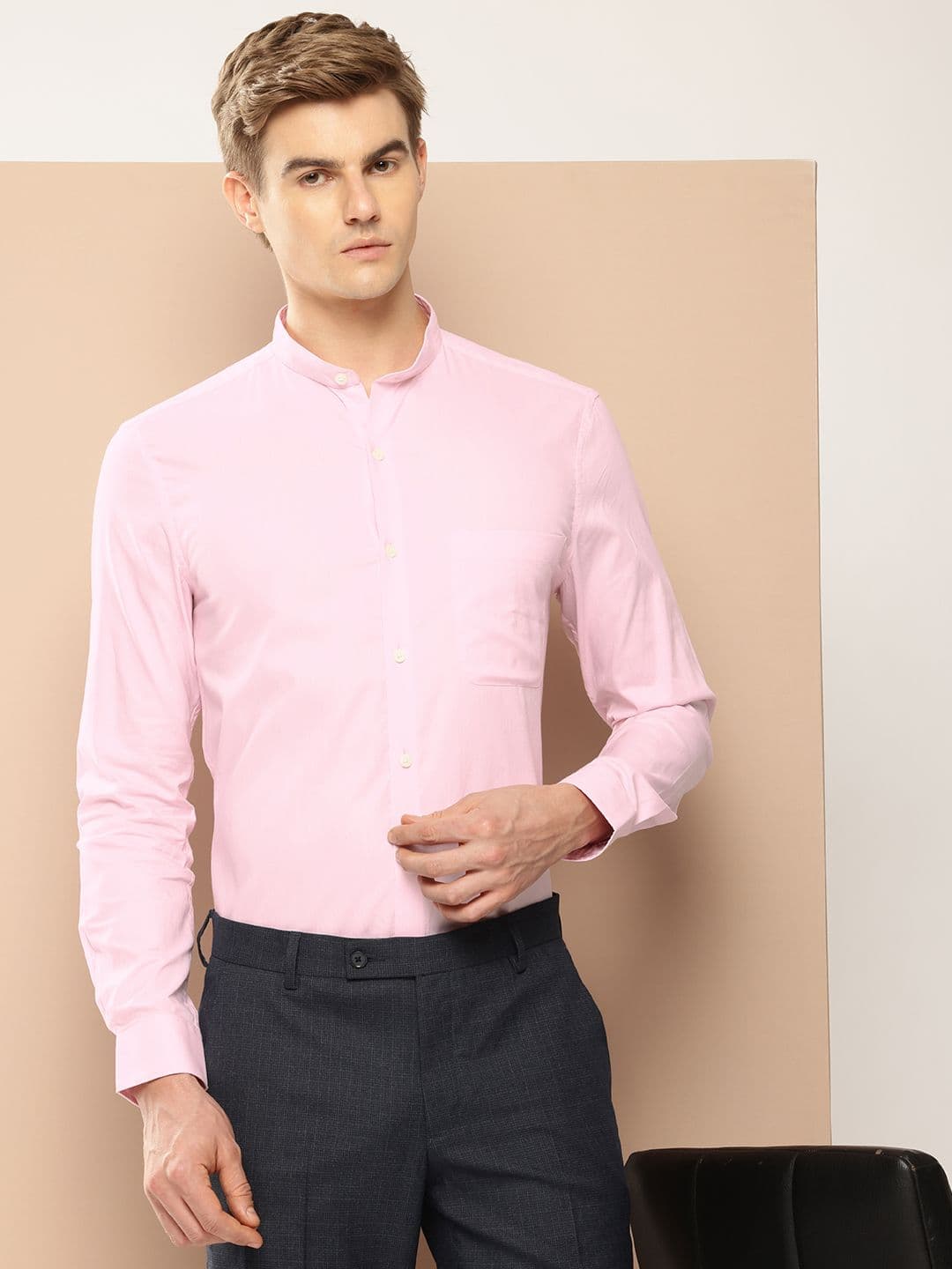 INVICTUS Men Original Slim Fit Mandarin Collar Pure Cotton Formal Shirt - view 1