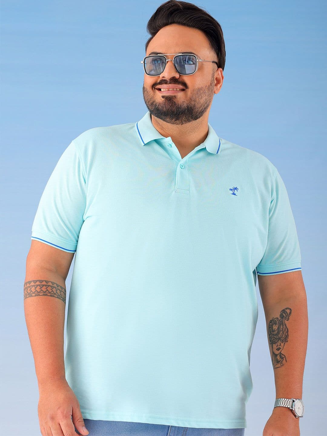 Hardsoda by The Indian Garage Co Men Solid Polo Collar Cotton T-Shirt - view 1