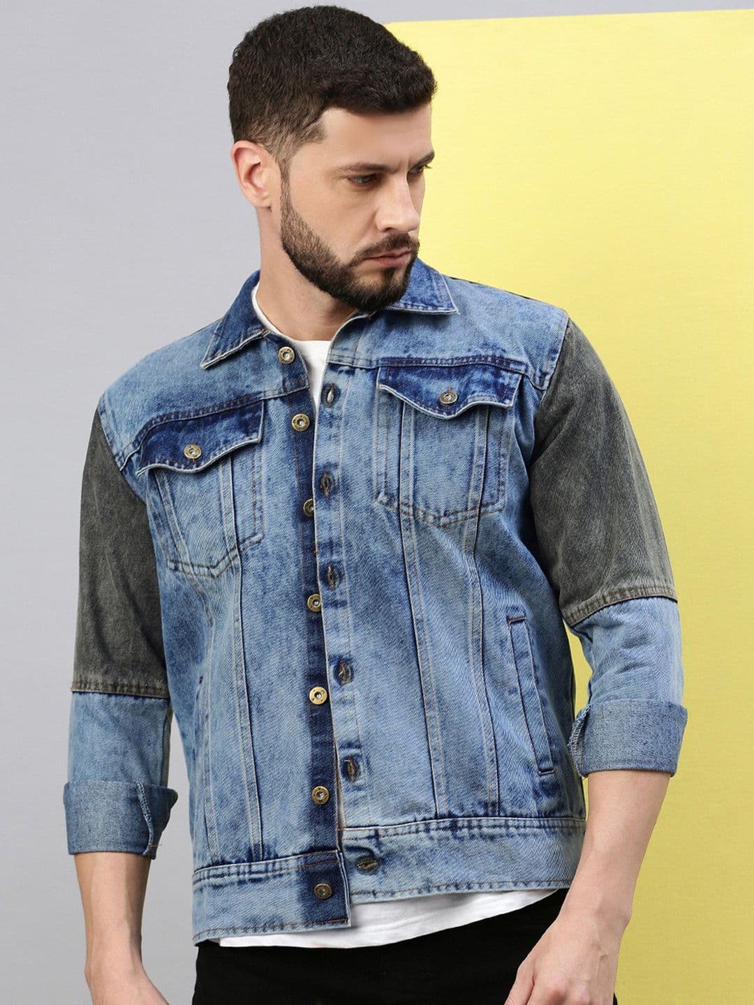 VOXATI Men Washed Crop Denim Jacket - view 1