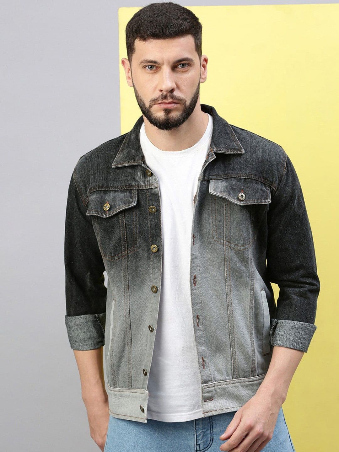 VOXATI Men Washed Crop Denim Jacket - view 1