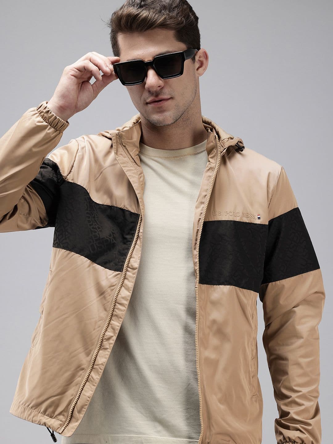 U.S. Polo Assn. Brand Logo Printed Hooded Bomber Jacket - view 1