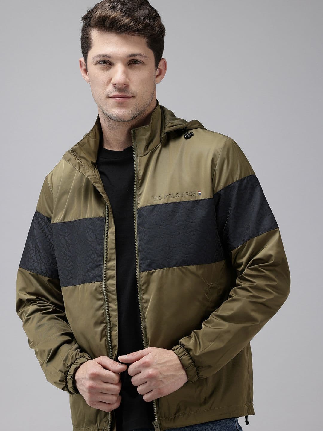 U.S. Polo Assn. Colourblocked Hooded Tailored Jacket - view 1