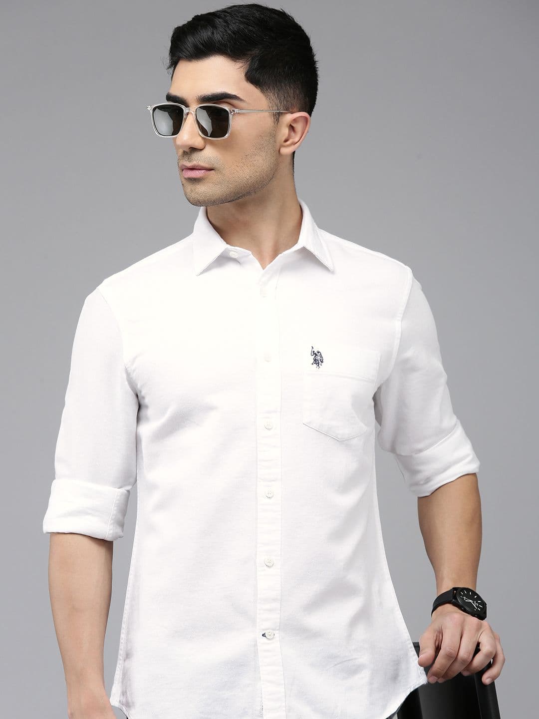 U.S. Polo Assn. Tailored Fit Cotton Linen Opaque Casual Shirt - view 1