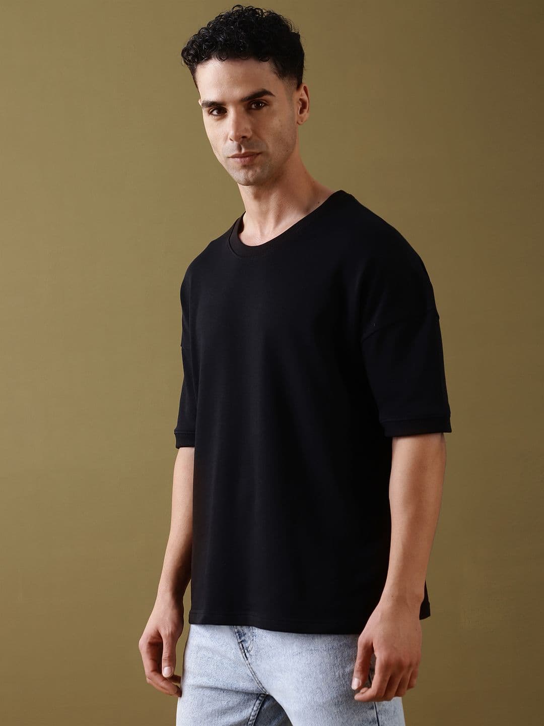 DILLINGER Men Solid Ultra Soft Drapey Cotton Oversized Drop Shoulder T-Shirt - view 1