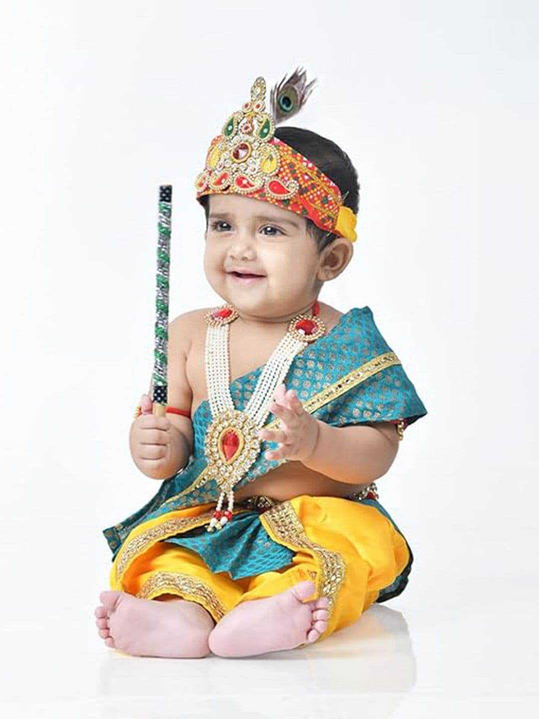 itsmycostume Boys Krishna Dress Costume Set with Accessories - view 1