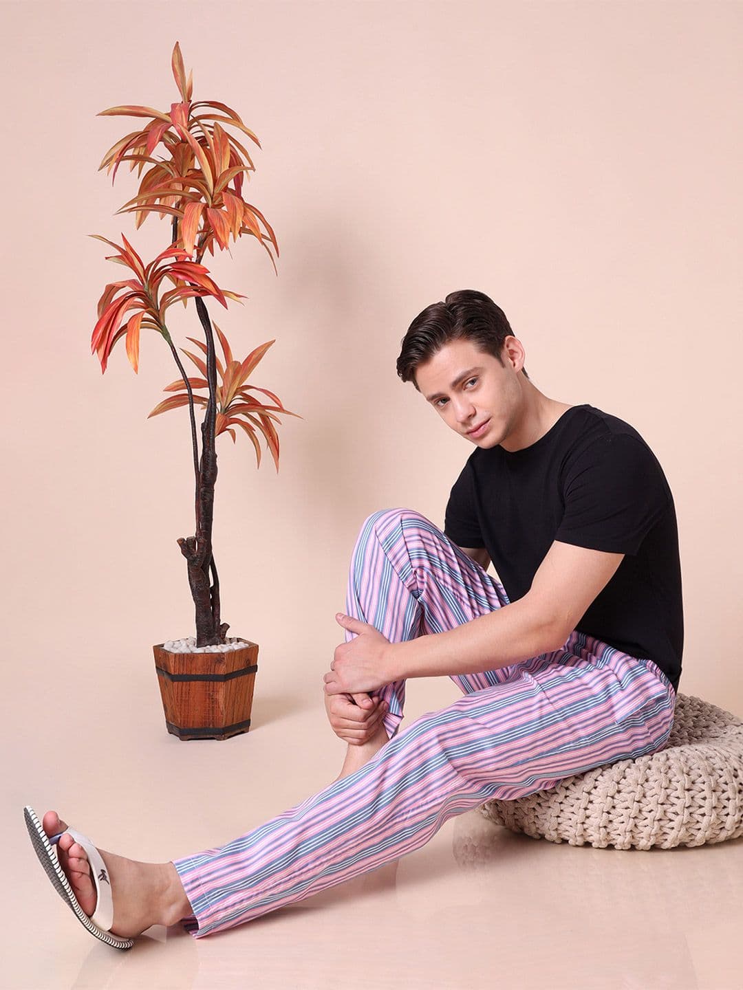URBAN SCOTTISH Men Striped Slip-On Lounge Pants - view 1