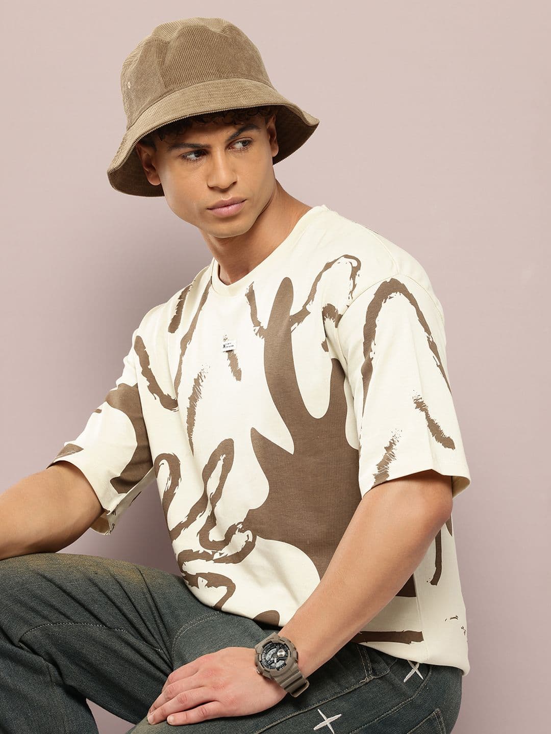 Kook N Keech Printed Drop-Shoulder Sleeves Pure Cotton Oversized T-shirt - view 1