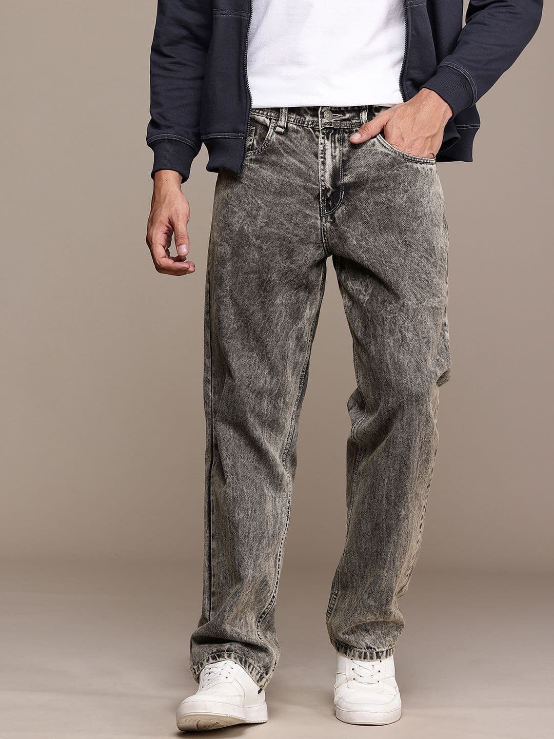 The Roadster Life Co. Men Straight Fit Heavy Fade Pure Cotton Jeans - view 1