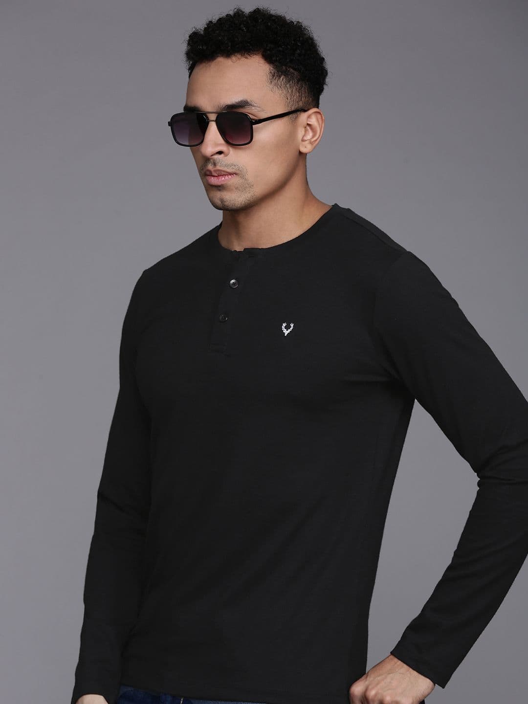 Allen Solly Pure Cotton Henley Neck Slim Fit T-shirt - view 1