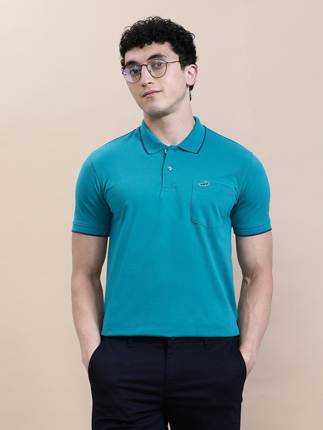 Crocodile Men Solid Polo Collar Cotton Slim Fit T-Shirt - view 1