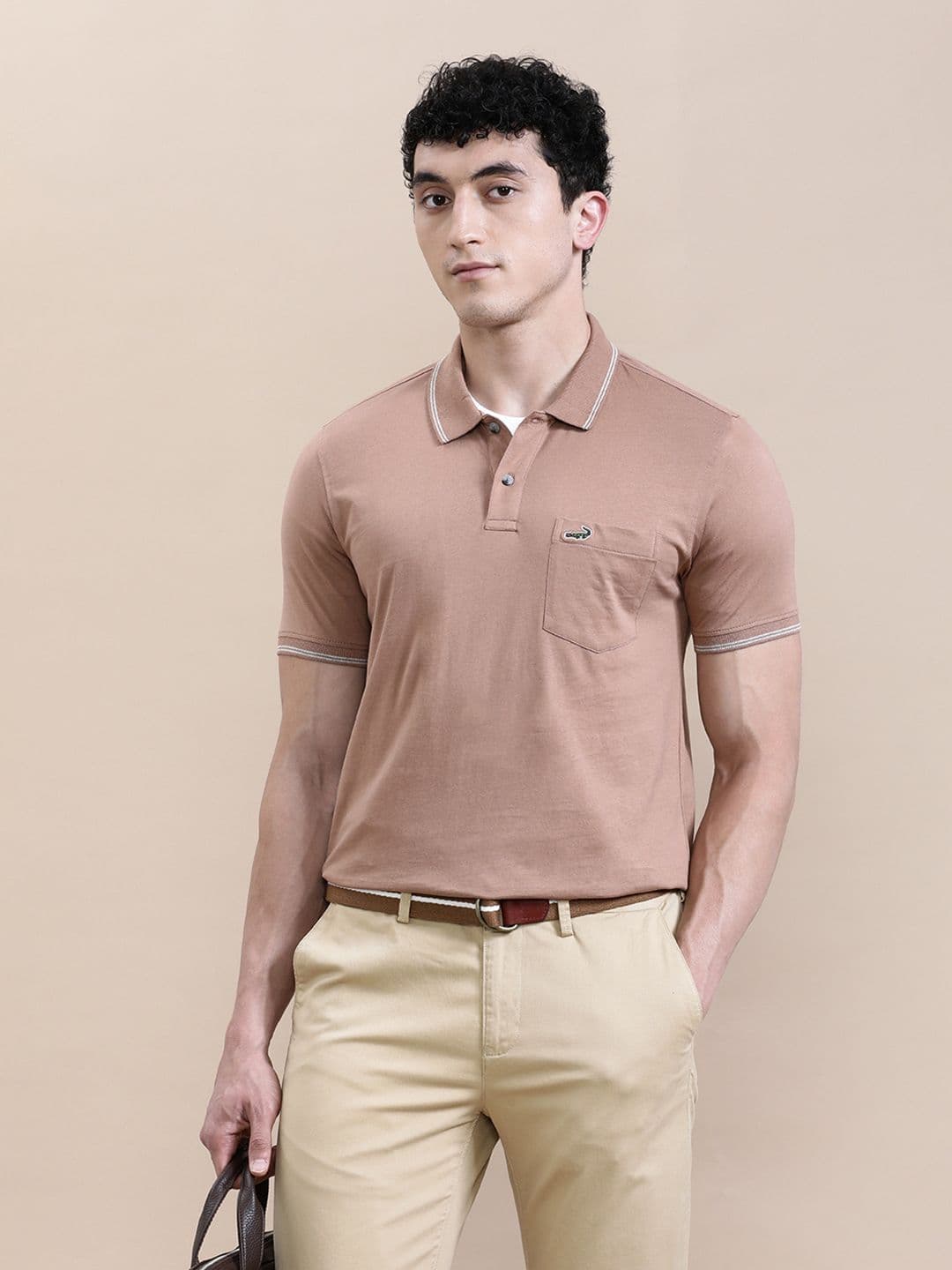 Crocodile Men Solid Polo Collar Cotton Slim Fit T-Shirt - view 1