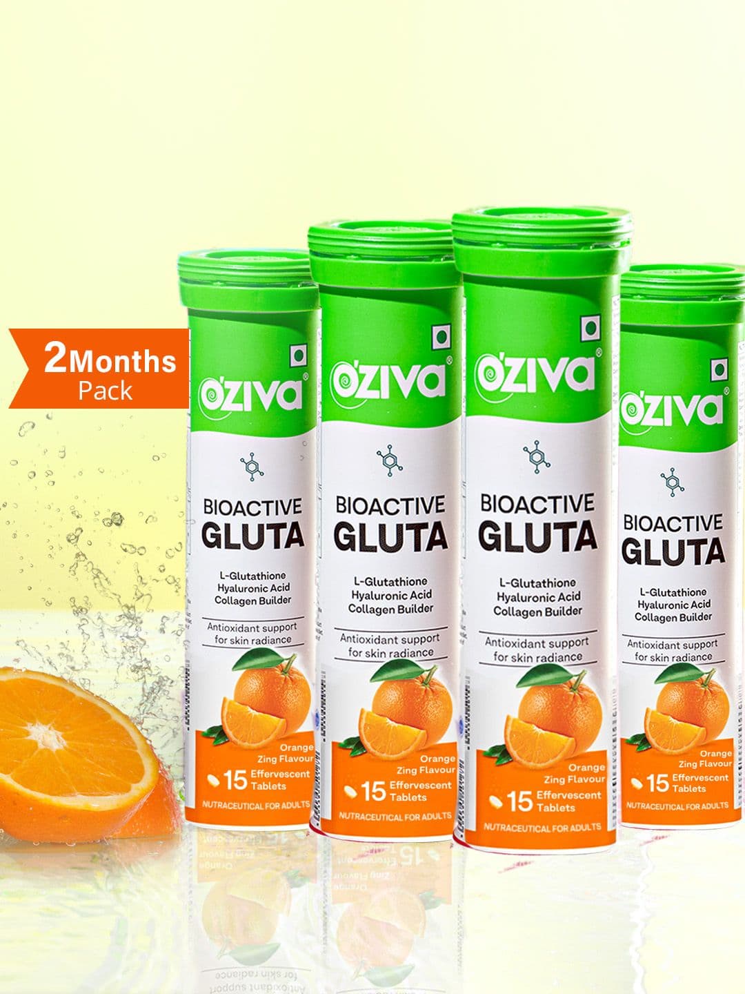 OZiva Gluta Fizzy Orange Zing Helps Prevent Hyperpigmentation With L-Glutathione - 60tabs - view 1