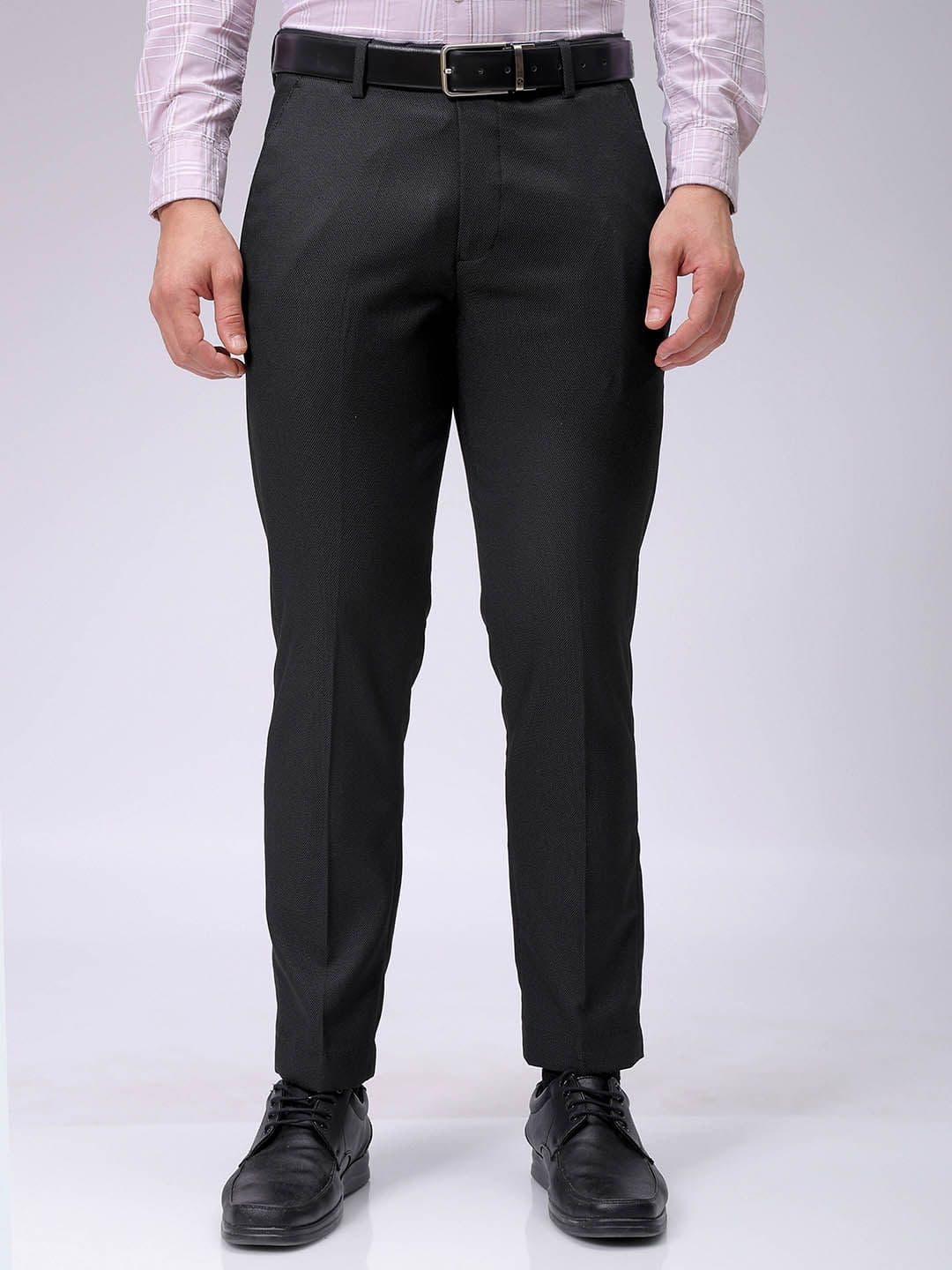 The Indian Garage Co. X Luxe Men Textured Slim Fit Formal Trousers - view 1