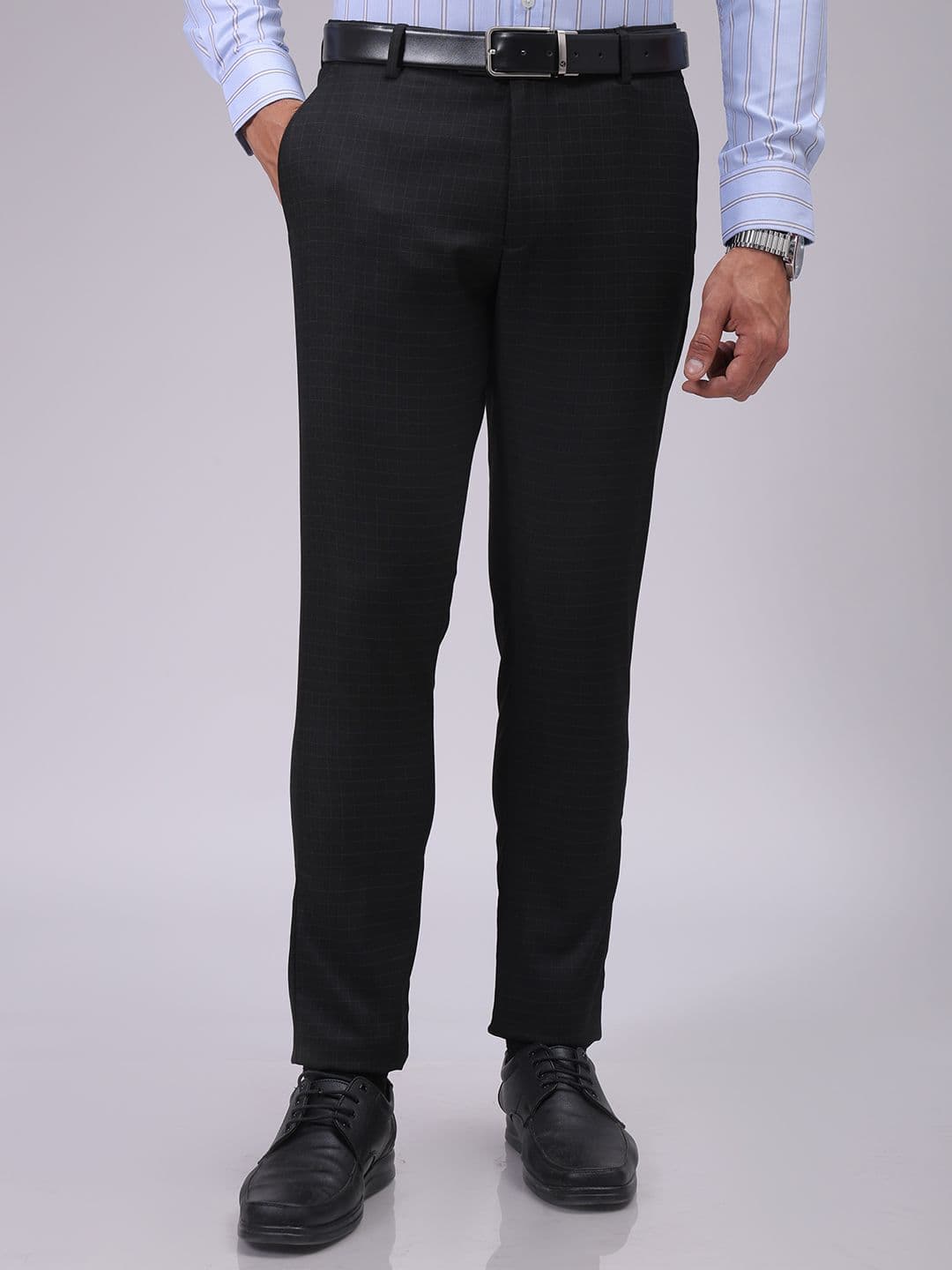 The Indian Garage Co. X Luxe Men Slim Fit Checked Formal Trousers - view 1