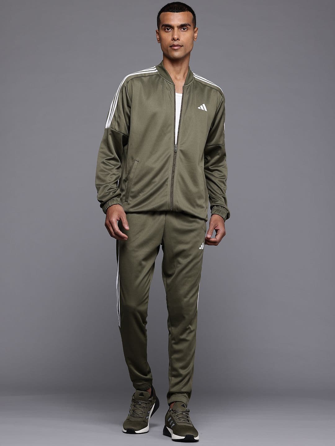 ADIDAS Striped Detail Drop-Shoulder Sleeves 3S Plain Jacket with Joggers - view 1