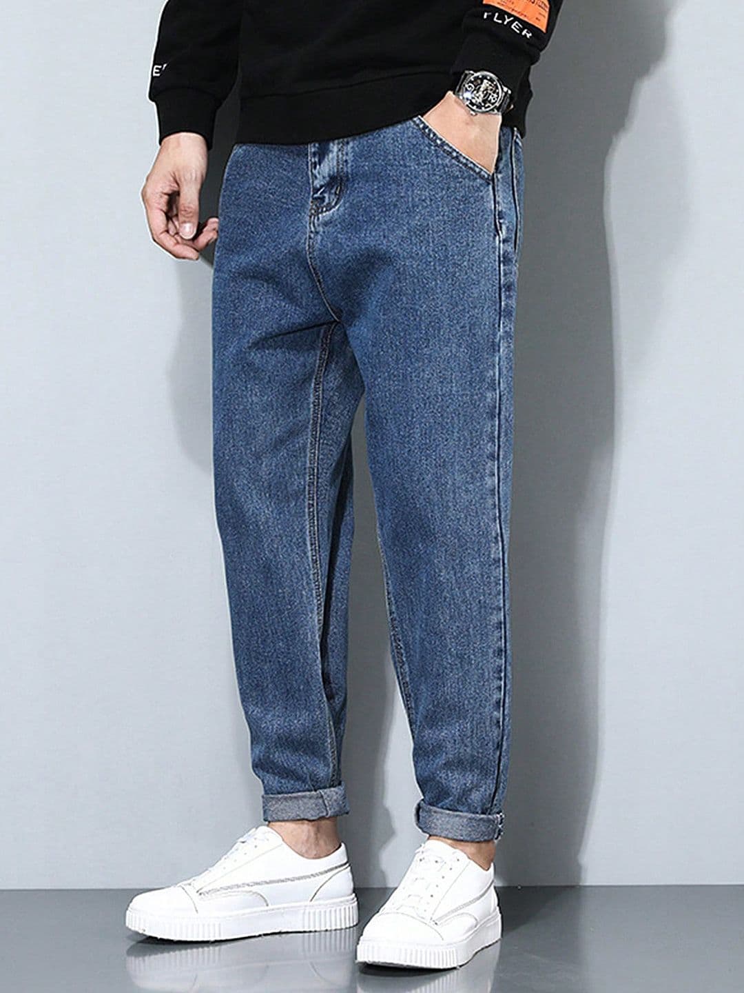 Ben Martin Men Carrot Tapered Fit High-Rise Stretchable Jeans - view 1