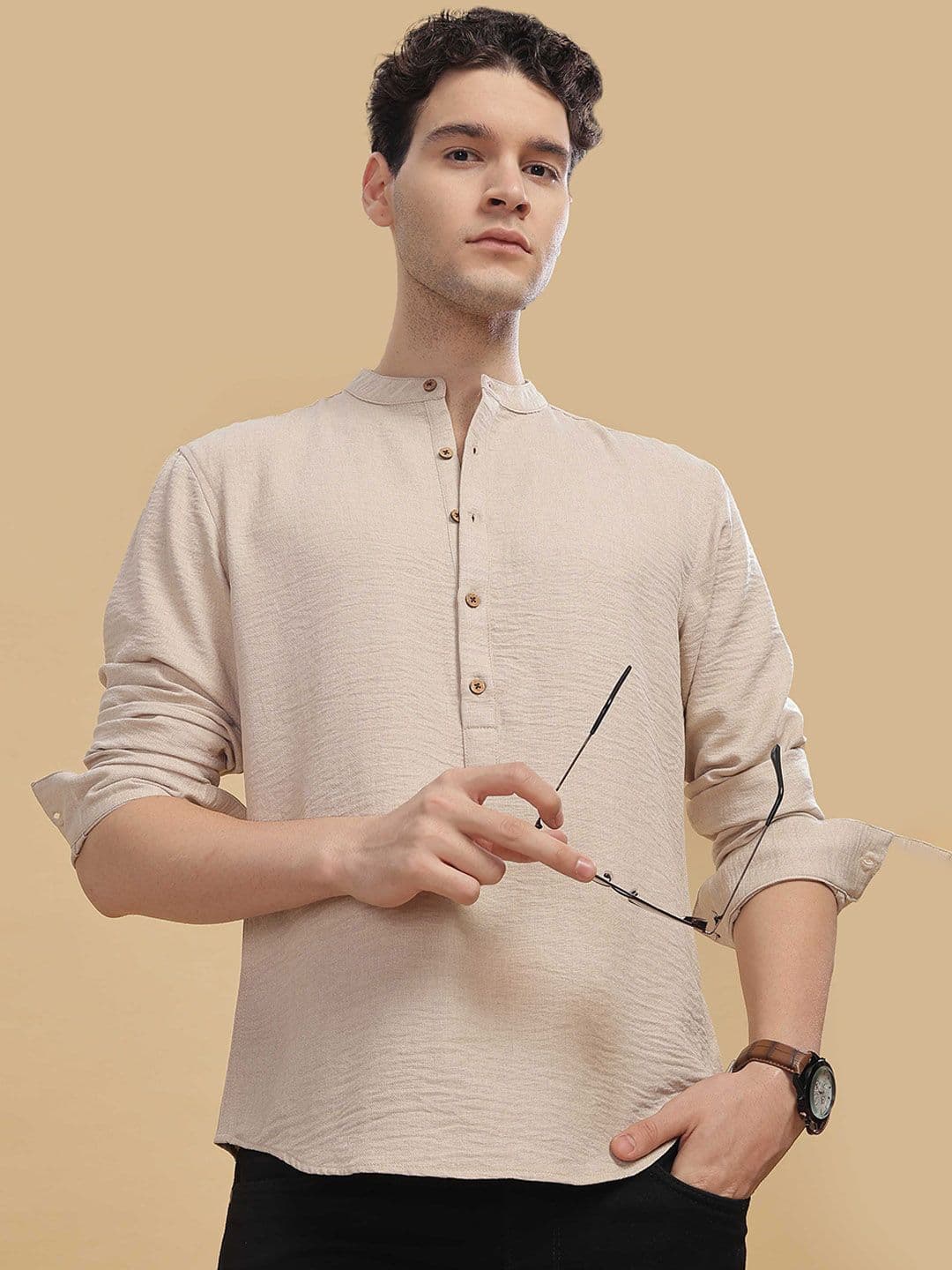 HERE&NOW Mandarin Collar Short Kurta - view 1