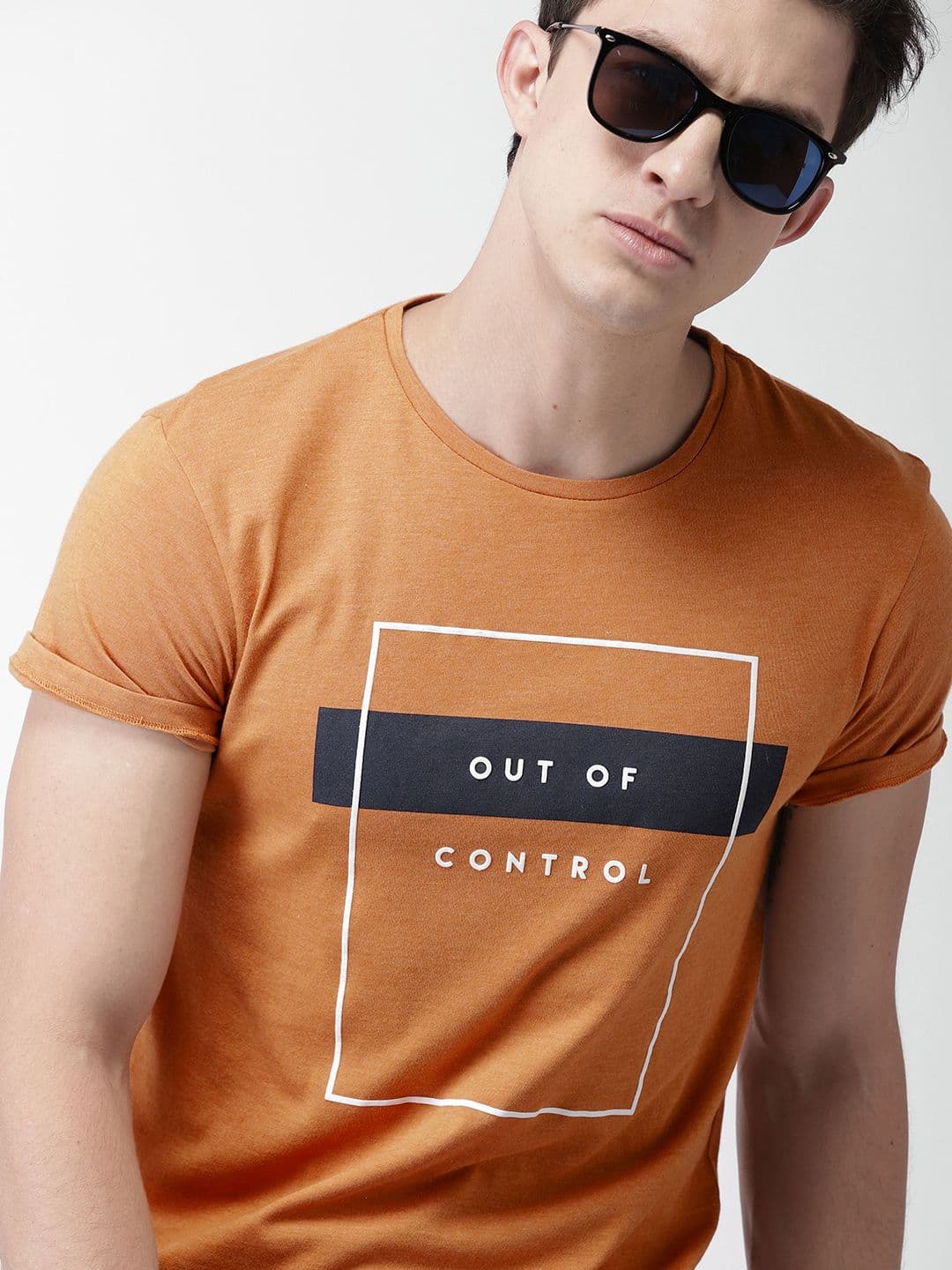 Mast & Harbour Men Orange Printed Round Neck T-shirt - view 1