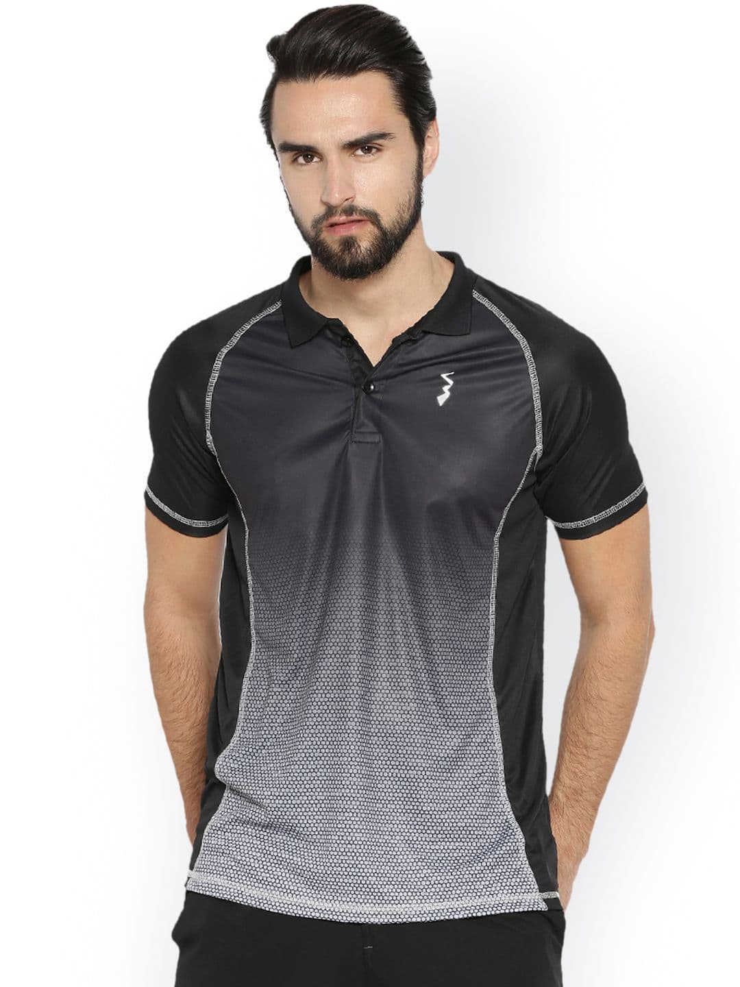 CAHOOT Men Black Printed Polo Collar Sports T-shirt - view 1