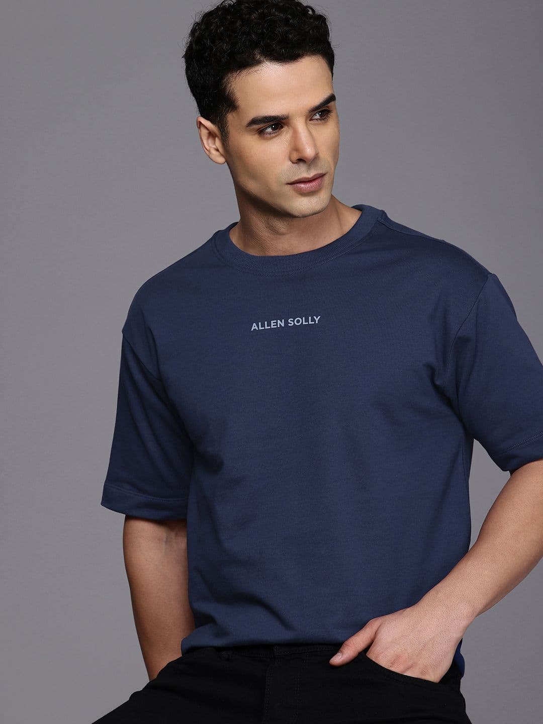 Allen Solly Drop-Shoulder Sleeves Relaxed Fit Pure Cotton T-shirt - view 1
