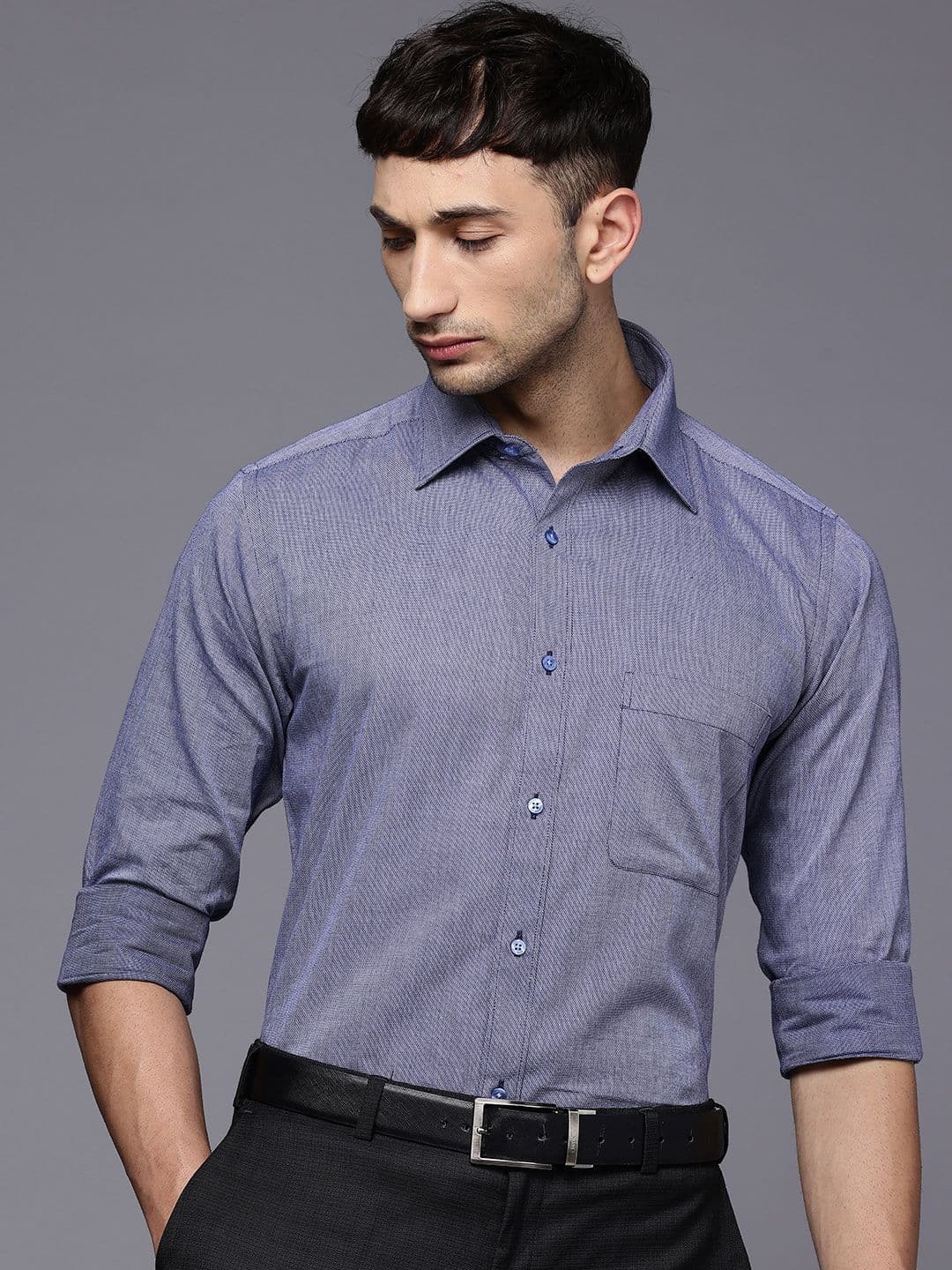 Raymond Pure Cotton Self Design Slim Fit Textured Formal Shirt - view 1