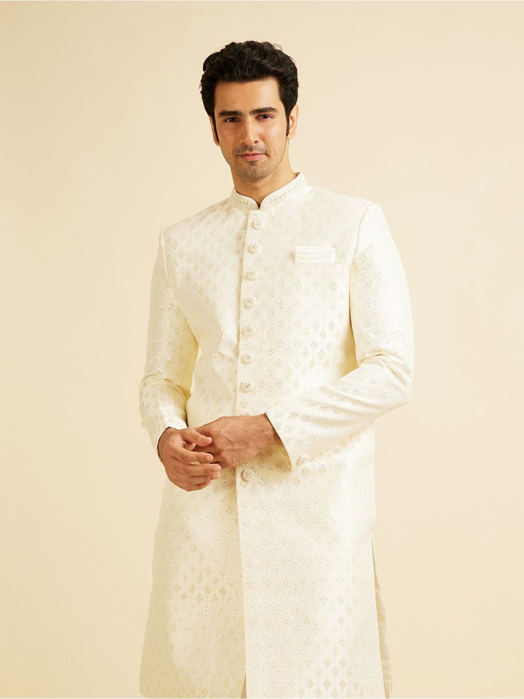 Manyavar Men Sequin Embroidered Sherwani Set - view 1