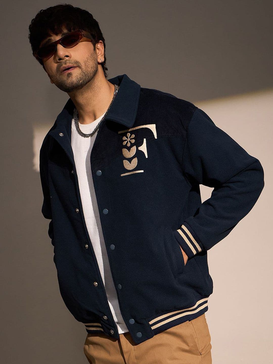 FUGAZEE Men Varsity Jacket with Patchwork - view 1