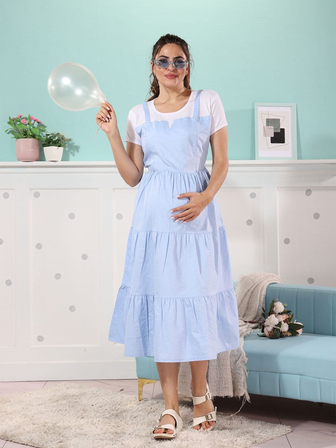 EASY MOM Maternity Empire Midi Dress - view 1