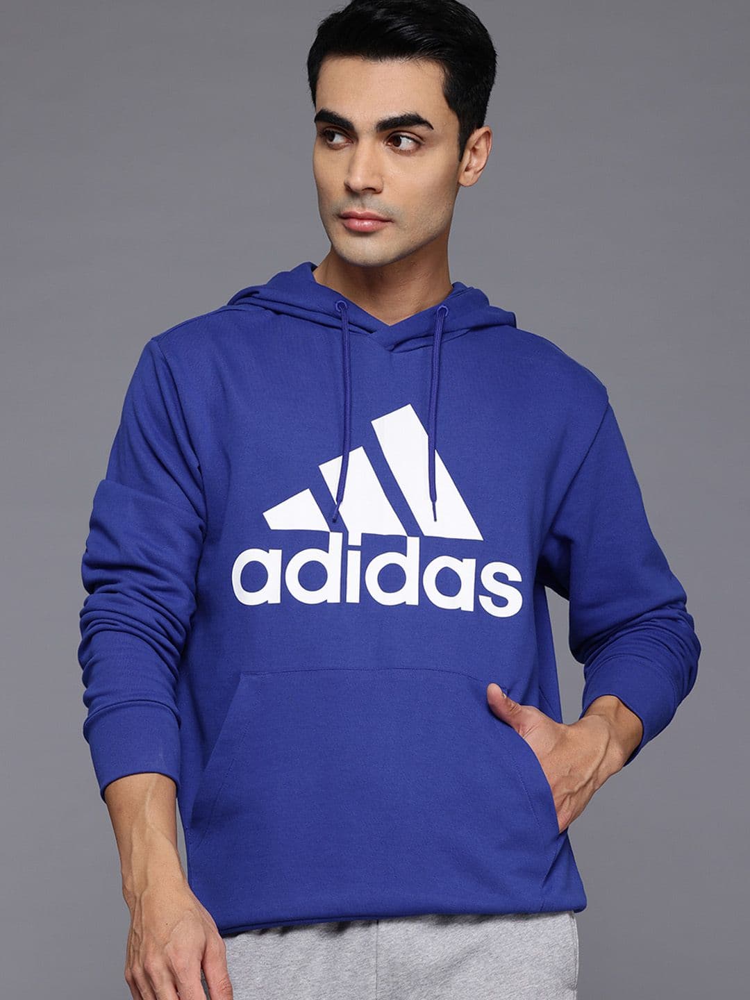 ADIDAS Big Logo Print French Terry Relaxed Hooded Sweatshirt - view 1