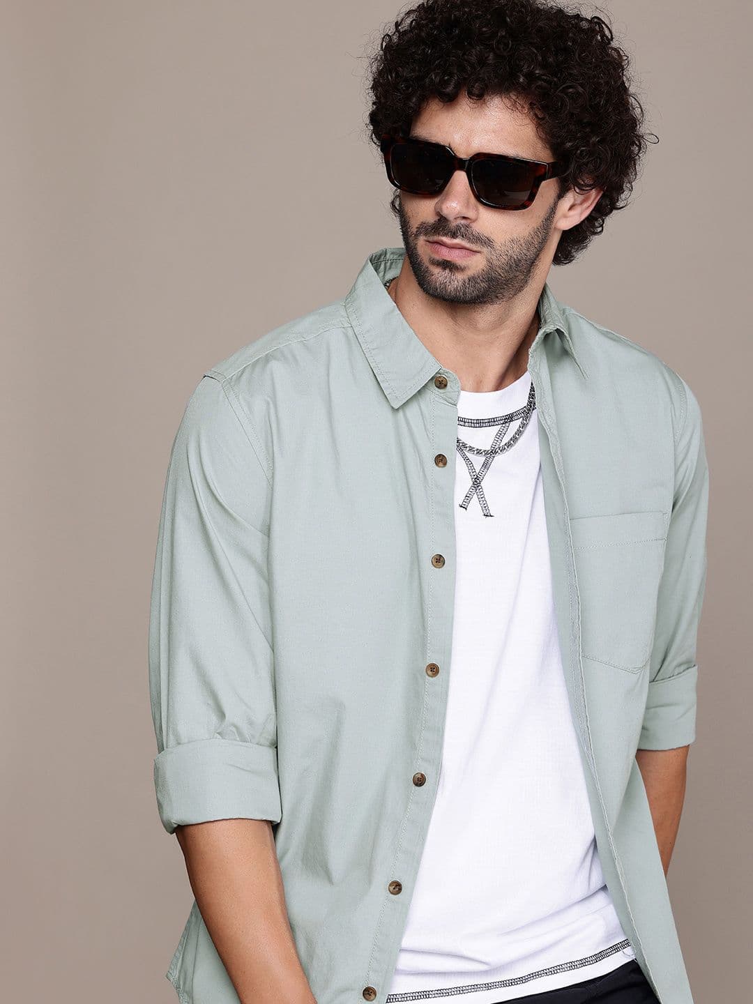The Roadster Lifestyle Co. Solid Pure Cotton Casual Shirt - view 1