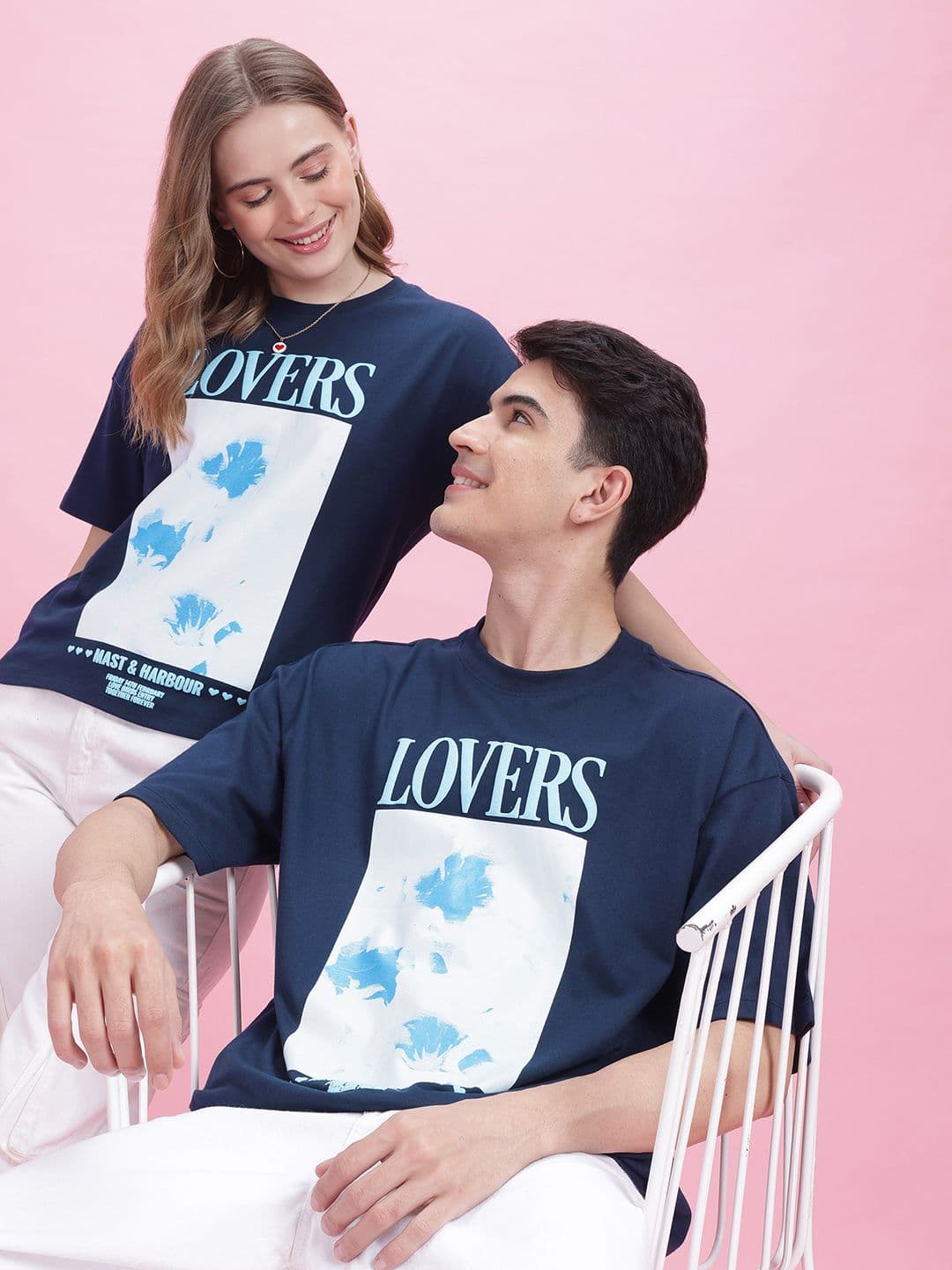 Mast & Harbour Twin Collection Printed Drop-Shoulder Sleeves Relaxed Fit T-shirt - view 1