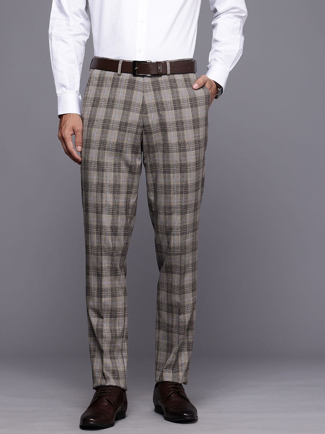 Theme Men Checked Smart Slim Fit Trousers - view 1