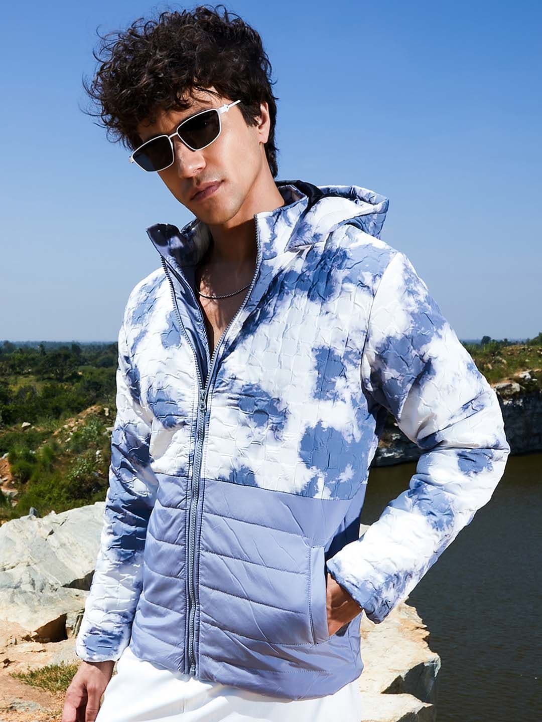CAHOOT Men Self Design Tie and Dye Lightweight Puffer Jacket with Patchwork - view 1