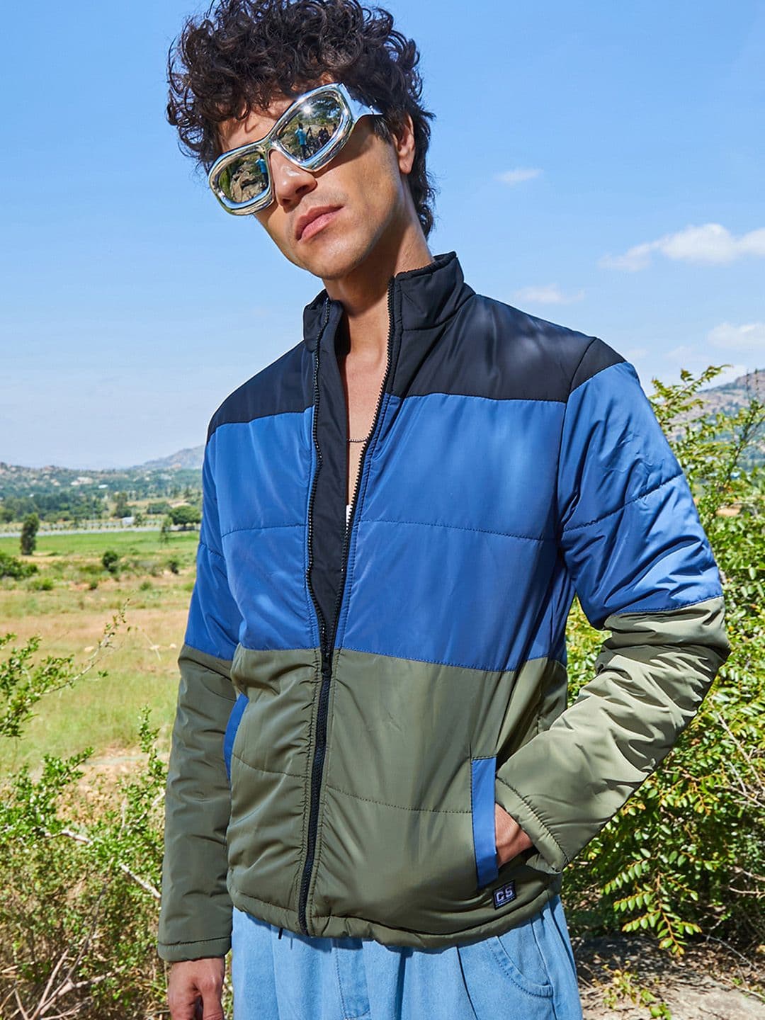 CAHOOT Men Colourblocked Stand Collar Lightweight Padded Jacket - view 1