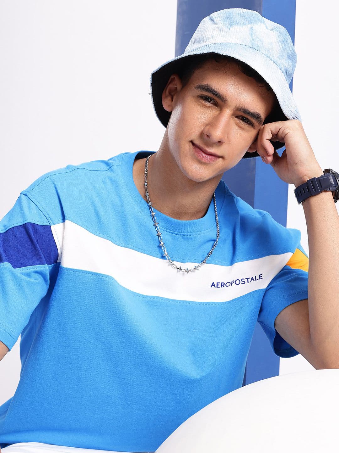 Aeropostale Drop-Shoulder Sleeves Relaxed Fit Pure Cotton T-shirt - view 1